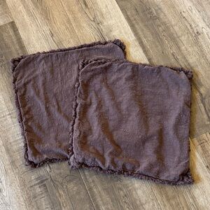 Set of 2- 20x20 Brown Fringed Throw Pillow Covers
